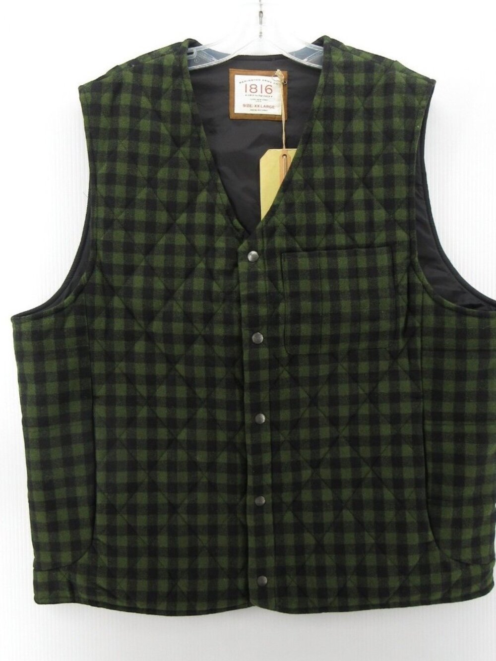 Remington Vest XXL Wool Blend Quilted Buffalo Plaid Hunting NEW